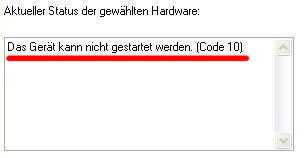 Beispiel Grafikkarte Fehlercode 10