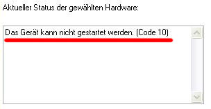 Beispiel Grafikkarte Fehlercode 10